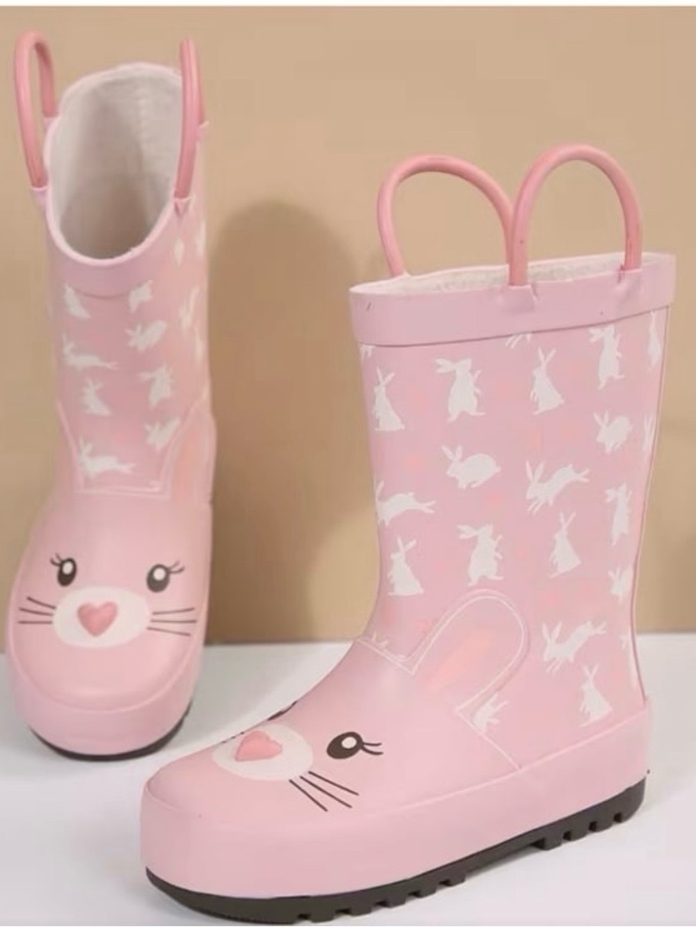 Girls Pink Rabbit Rain Boots 6 Toddler (23)
     ~NEW~